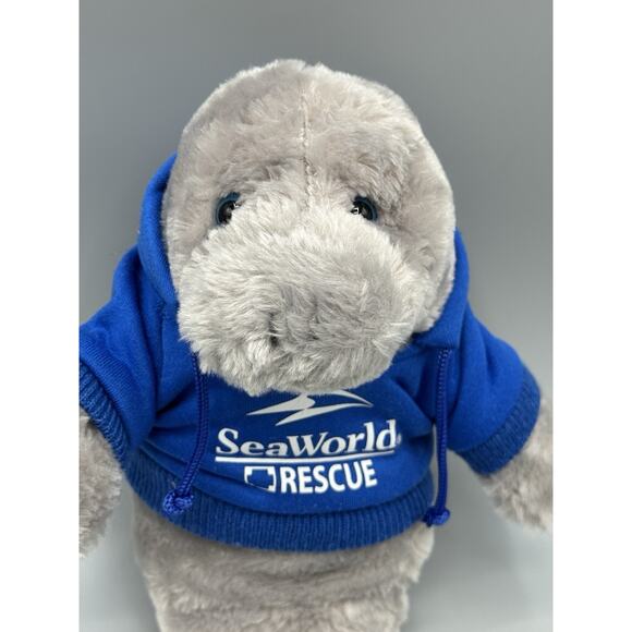 SeaWorld Rescue Manatee Plush in Blue Hoodie 9 Inch Stuffed Animal Sea World - Picture 3 of 10